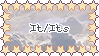 a gay it/its pronoun stamp with a border made of stars